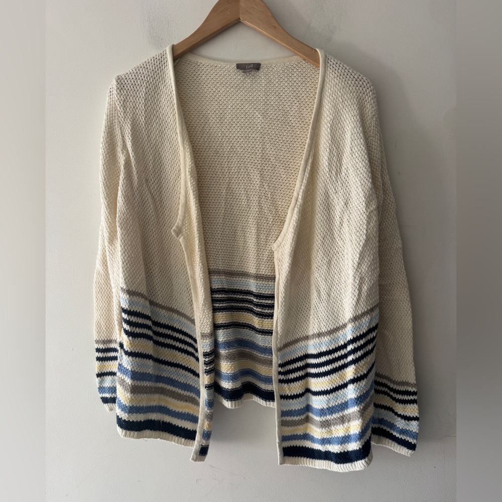 J. Jill Womens Open Cardigan Sweater Knit Stripes
Ivory Blue